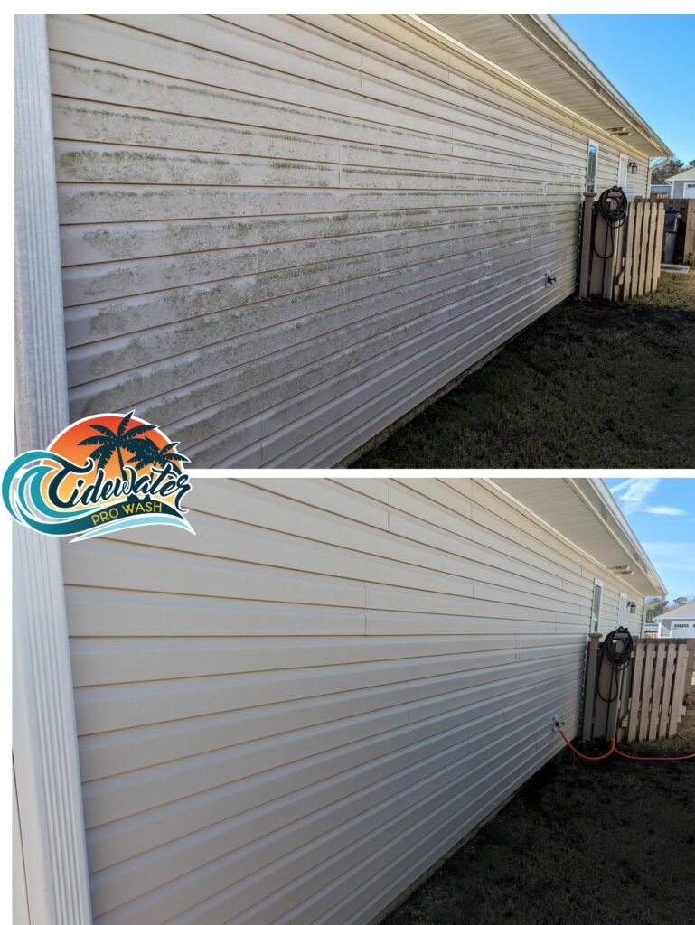 before and after house washing in leland nc
