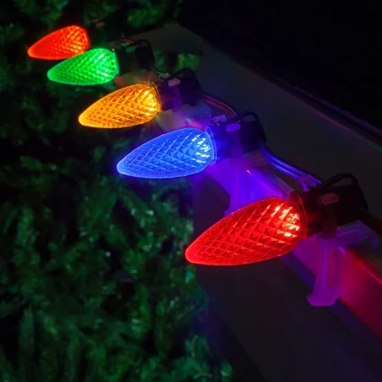 Wilmington Christmas Lights C9 OptiCore LED Multicolor Faceted Green Wire